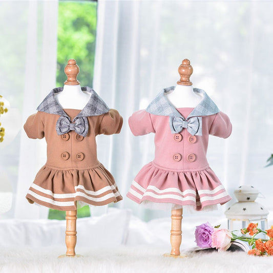 KFX-4616125 Autumn and Winter Pet Cotton Princess Dress with Skirt – Available in Various Sizes