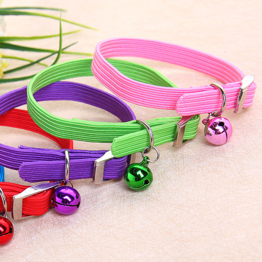 KFX-4617533 Fashionable Elastic Band Collar for Dogs and Cats with Bells, Mixed Color, 34.5*1CM