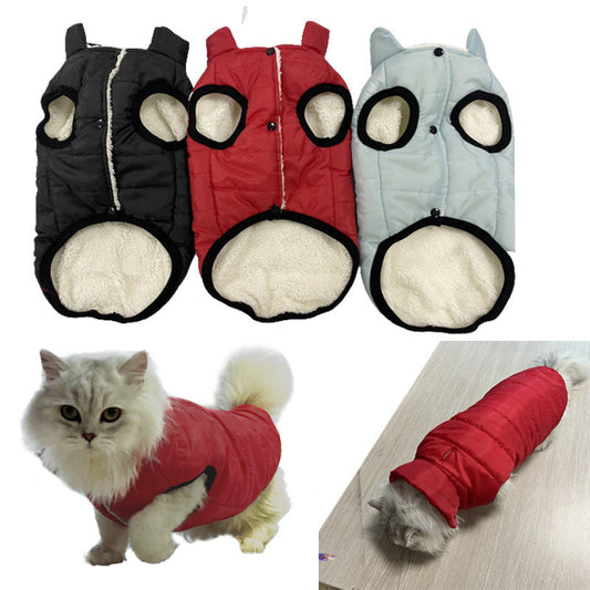 KFX-4619965 Waterproof Windproof Fleece-Lined Dog Vest in Red, Black, Light Blue, and Plaid - Sizes S to XXL