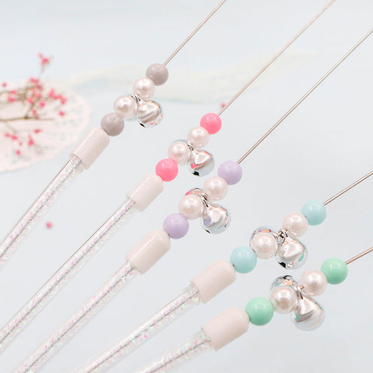 KFX-4620349 Cat Teaser Wand with Rabbit Hair Ball, Candy Beads, and Bell - 40cm Long