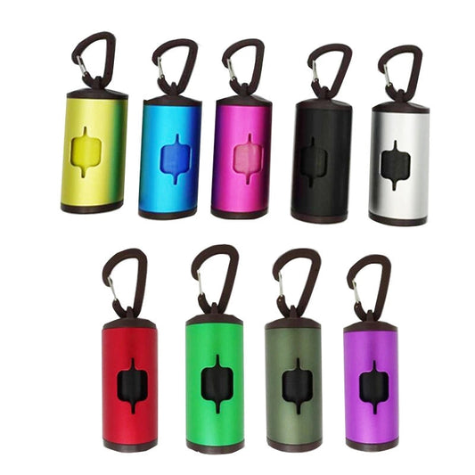 KFX-4671805 Portable Aluminum Dog Waste Bag Holder with Hook for Easy Cleanup