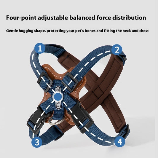 KFX-4674621 Pet Puppy Chest and Back Harness with Rope for Corgis and Shiba Inus - Assorted Colors