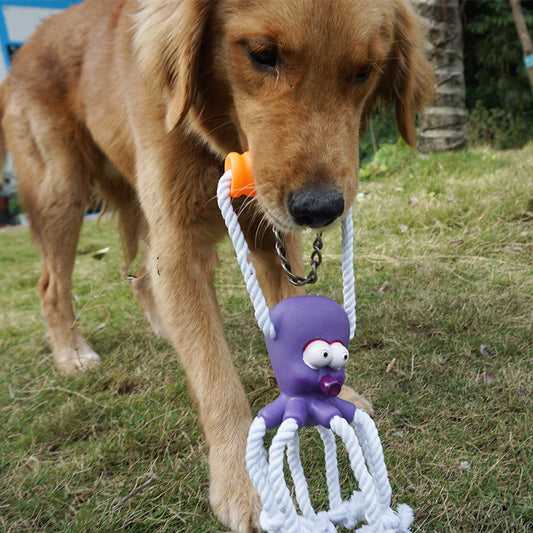 KFX-4681917 Interactive Bite-Resistant Hemp Rope Toy for Puppies with Molar Ball Design