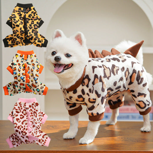 KFX-4687677 Cozy Fleece Dog Clothes for Autumn and Winter - Multiple Dinosaur Prints for French Bulldogs