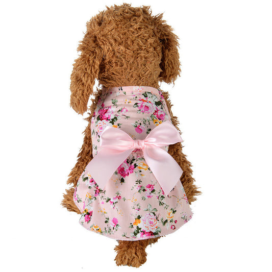 KFX-4689213 Cotton Princess Dress for Dogs - Spring and Summer Blue Skirt Outfit