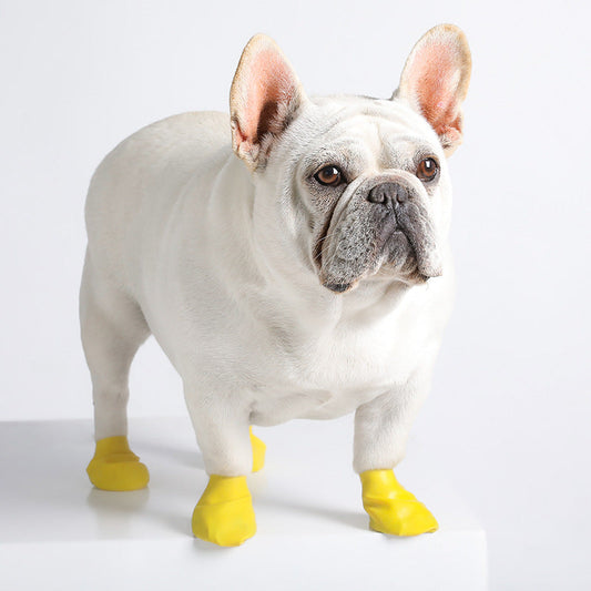 KFX-4693437 Small Dog Anti-Dirty Rubber Shoe Covers in Yellow, Blue, Pink - Available in S, M, L Sizes
