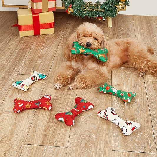 KFX-4695229 Plush Holiday Molar Toy for Dogs – Festive Santa Claus, Snowman, and Deer Designs