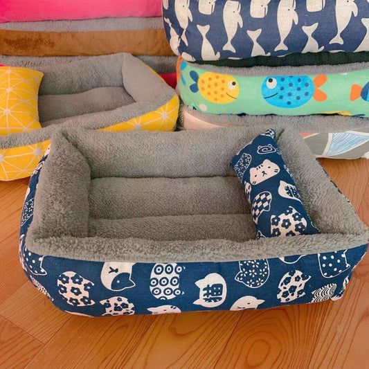 KFX-4696637 Linen Pet Bed with Moisture-Proof Features, Available in Multiple Colors and Sizes
