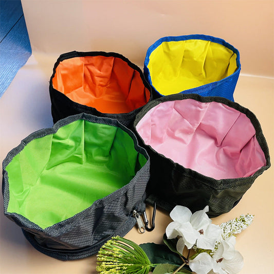 KFX-4702525 Folding Waterproof Outdoor Dog Bowl - Easy to Clean Polyester, 1100ml Capacity