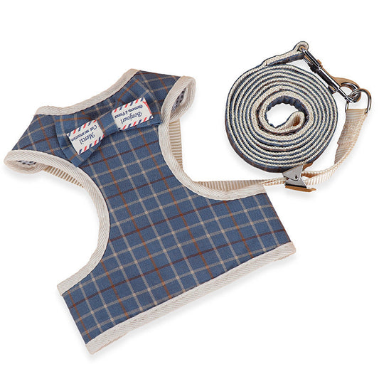 KFX-4702909 Small Dog Vest Style Bowknot Chest Strap Leash - Adjustable Nylon Traction Belt