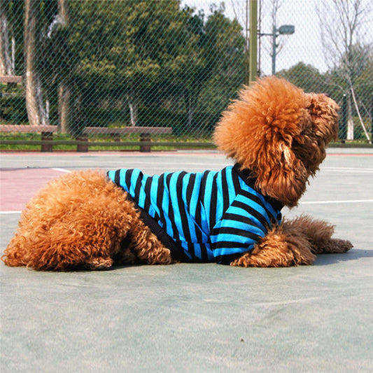 KFX-4721981 Casual Striped Round Neck Pet T-Shirt - Warm and Comfortable Dog Clothing