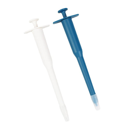 KFX-4744637 Integrated One-Hand Side Grip Pet Feeder - Durable Plastic, Blue and White, 18cm Length