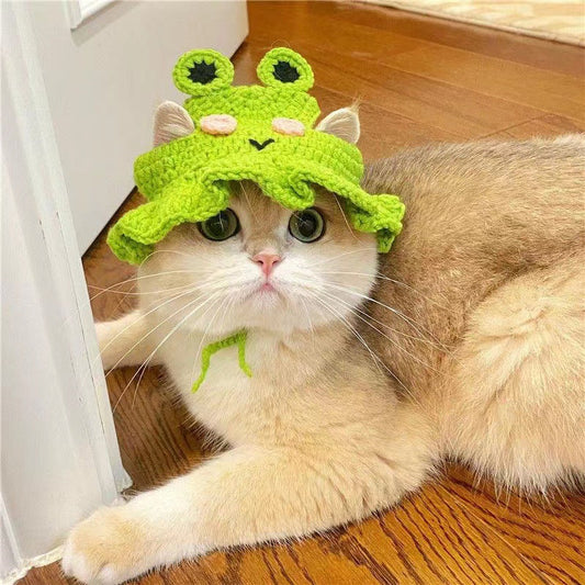 KFX-4745661 Wool Knitted Pet Hood for Dogs and Cats - Seasonal Fun Hats in Various Designs
