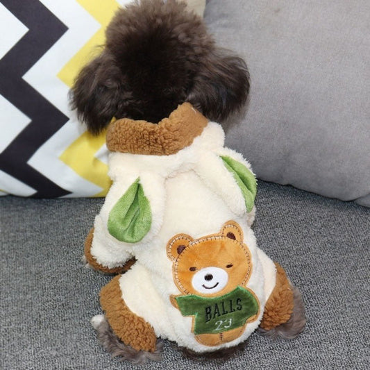 KFX-4747197 Transformed Warm Snowball Bear Dog Clothes in Brown, Pink, Gray, and Beige