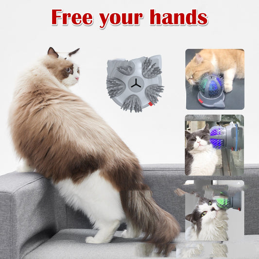 KFX-4747453 Electric Cat Brush Toy with LED Light and Dual Power Supply - Massager for Cats