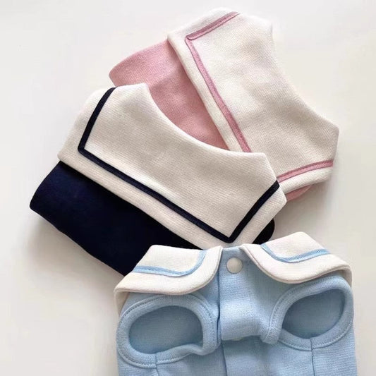 KFX-4752189 Sailor Collar Casual Vest for Pets - Long Sleeve in Dark Blue, Light Blue, Pink