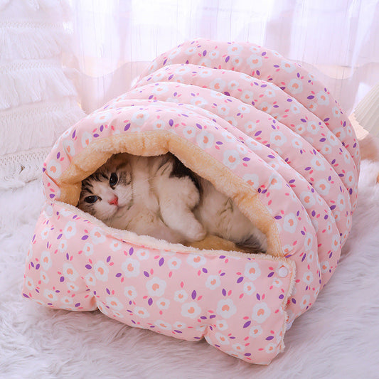 KFX-4756413 Cozy Removable Cat Nest Bed in Assorted Floral Designs for Cats Up to 15kg