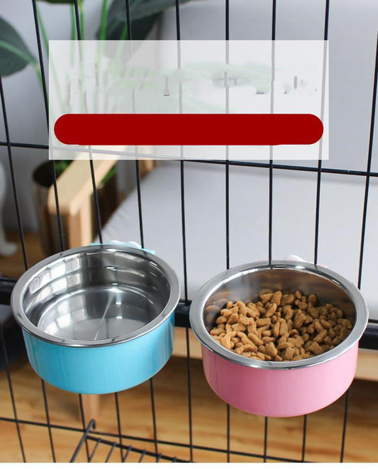 KFX-4762301 Hanging Stainless Steel Dog and Cat Bowl with Anti-Tipping Design - Available in Small and Large Sizes