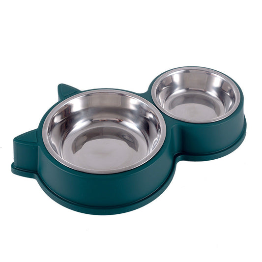 KFX-4768061 Automatic Double Bowl Pet Water Dispenser - Cat Ear Design in Pink, Blue, Yellow, and Green