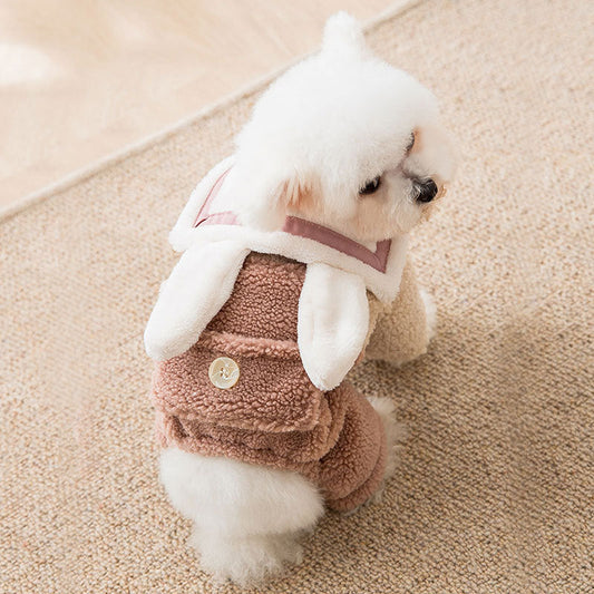 KFX-4785725 Thick Winter Dog Overalls in Dark Pink and Dark Coffee