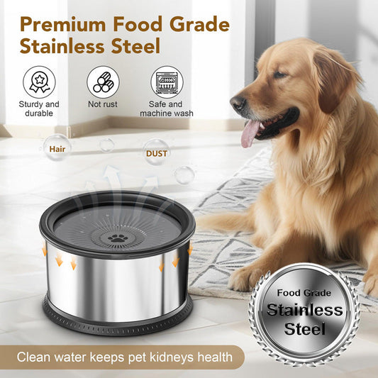 KFX-4790973 Large Capacity Stainless Steel Non-Slip Splash-Proof Pet Water Bowl - 2.5L, 3.5L, 4.5L Options