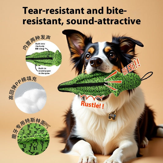 KFX-4792381 Crocodile-Shaped Canvas Dog Toy for Interactive Playtime