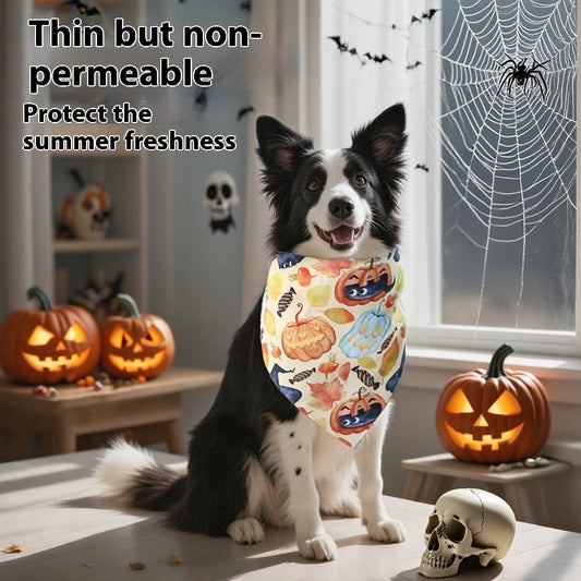 KFX-4792509 Halloween Skull Print Triangular Baby Bib for Pets - Polyester British Style