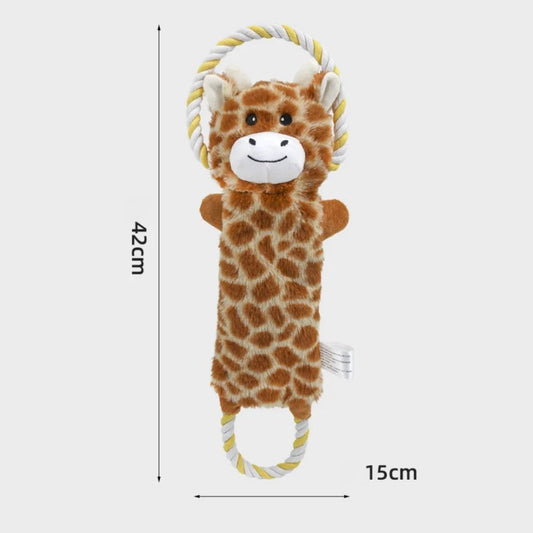 KFX-4794557 Stuffed Animal-Shaped Squeaky Dog Toy with Durable Rope, Elephant/Zebra Design for Interactive Play