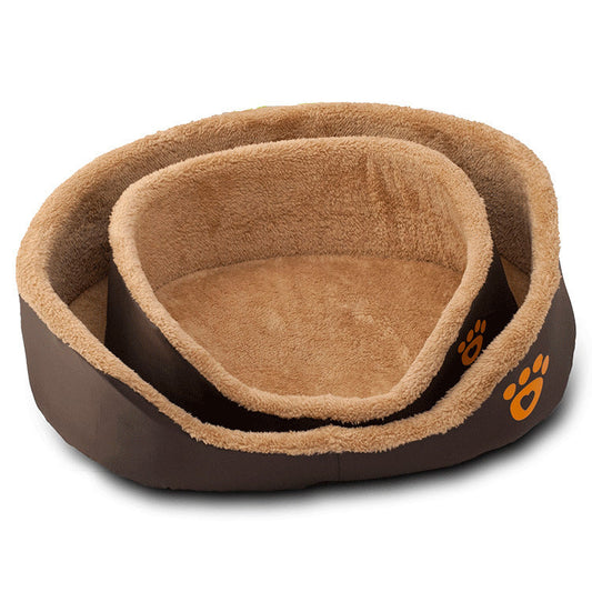 KFX-4794941 Cozy Round Soft Warm Wool Dog Bed in Brown – Breathable Fleece with PP Cotton Fill