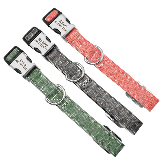 KFX-4796733 Personalized Adjustable Nylon Dog Collar for Medium and Large Breeds