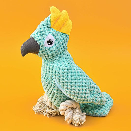 KFX-4800317 Plush Sounding Bird Toy in Assorted Colors - Light Blue, Dark Blue, Grass Green, Green Thrust