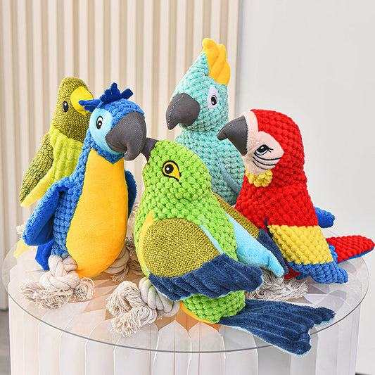 KFX-4800317 Plush Sounding Bird Toy in Assorted Colors - Light Blue, Dark Blue, Grass Green, Green Thrust