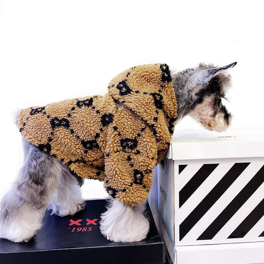 KFX-4801213 Thickened Lamb Fleece Coat for Autumn and Winter - Four-Legged Apparel in Yellow