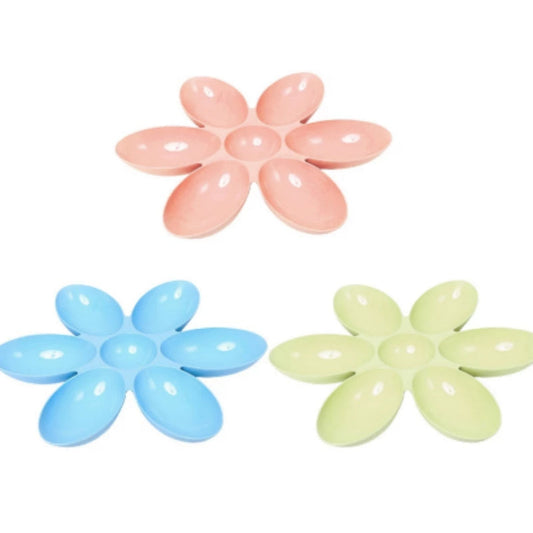 KFX-4806589 Flower-Shaped Shallow Bowl for Tea - Multi-Meal Food Bowl in Blue, Green, and Pink, 42cm x 4.5cm