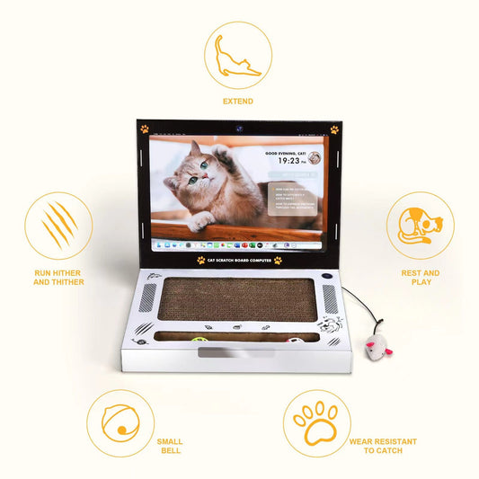 KFX-4812349 Cute Cat Scratch Board in Computer Shape, Corrugated Material, 34x4x29 cm