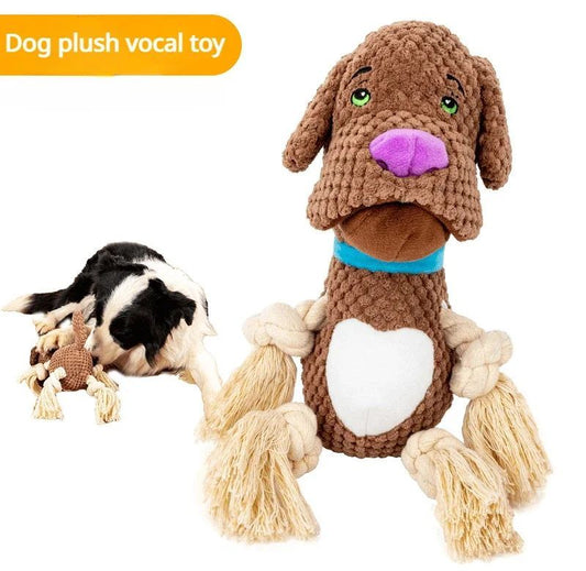 KFX-4814781 Interactive Bite-Resistant Plush Dog Toy with Cotton Rope for Teeth Grinding and Training