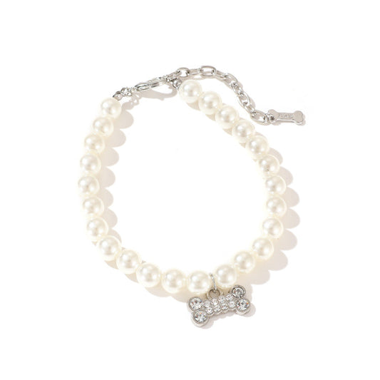 KFX-4815933 Elegant Pearl Cat Necklace in Multiple Colors - Stylish Accessory for Felines