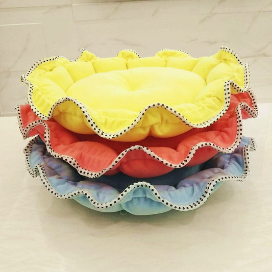 KFX-4816189 Cozy Yellow Bud-Shaped Polar Fleece Dog Bed for Small Pets