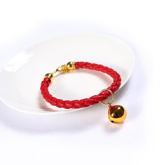 KFX-4819901 Adjustable PU Leather Pet Collar with Bell - Sizes S (20-25 cm) and M (25-30 cm)