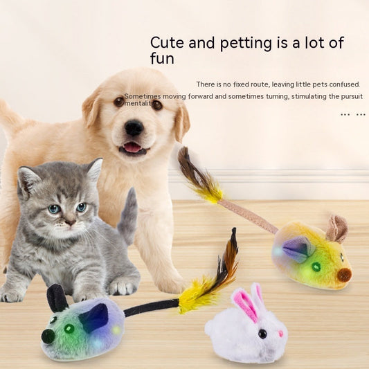 KFX-4822717 Rechargeable Plush Smart Mouse Cat Toy with Simulation Sounds for Boredom Relief