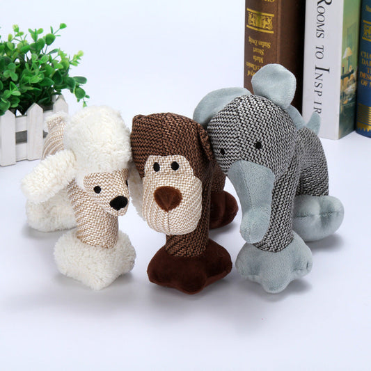 KFX-4827325 Sounding Plush Pet Toy - Bite-Resistant Ball for Dogs, Gray Elephant, Beige VIP, Coffee Monkey