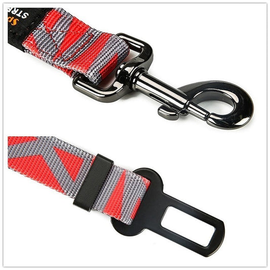 KFX-4827453 Pet Safety Seat Belt for Car - Adjustable Nylon Webbing with Reflective Strip - 76CM to 148CM Length Options