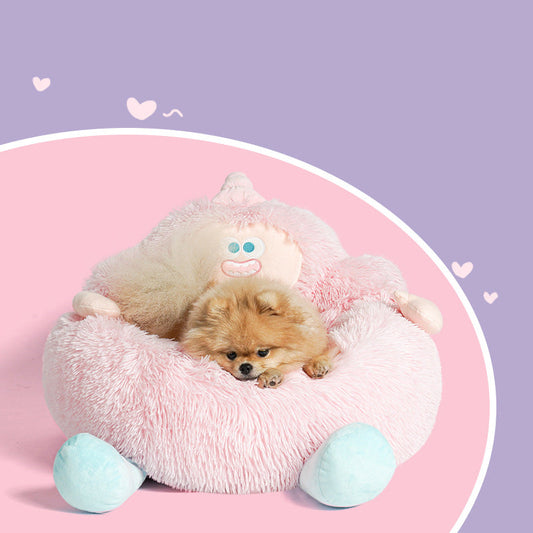 KFX-4830909 Cozy Thick Plush Nest Bed for Pets - Ideal Sleeping Mattress for Cats and Dogs