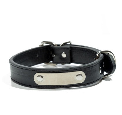 KFX-4835389 Custom PU Leather Dog Collar with Personalized Laser Engraved Pet Tag - Adjustable, Solid Design for All Seasons