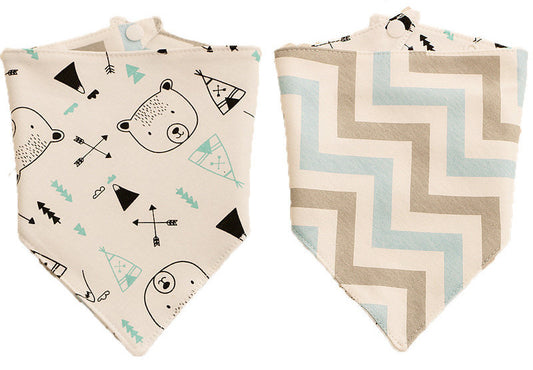 KFX-4839741 Reversible Cotton Triangle Scarf for Babies - Fun Prints Including Dolphins, Pineapples, and Cacti