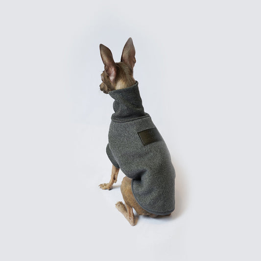 KFX-4841533 Windproof Thickened Polar Flannel Dog Coat for Autumn and Winter in Gray