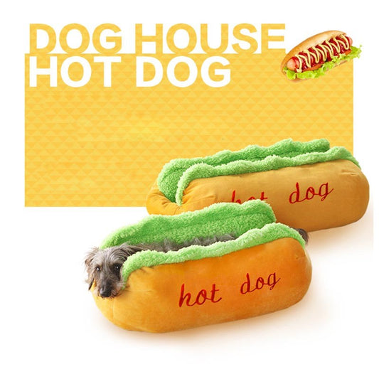 KFX-4843197 Comfortable Hot Dog Shape Pet Kennel with Removable Cushion and Non-Slip Bottom