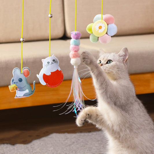 KFX-4849725 Funny Cat Stick with Elastic Rope and Self-healing Plush Toys - 165cm Length, Multiple Color Options