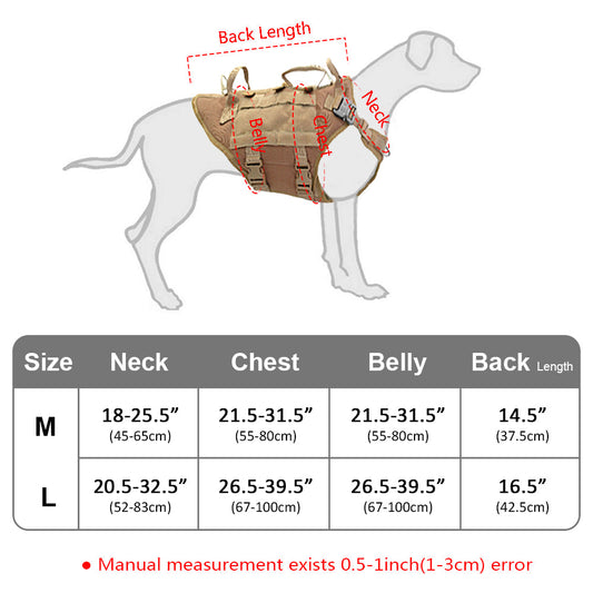 KFX-4859709 Tactical Dog Outdoor Vest Suit - Padded Nylon, Water Resistant, Available in Brown, Black, and Green
