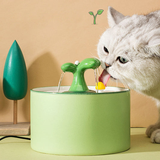 KFX-4860605 1.5L Automatic Electric Ceramic Cat and Dog Water Fountain Dispenser with Double Filtration System